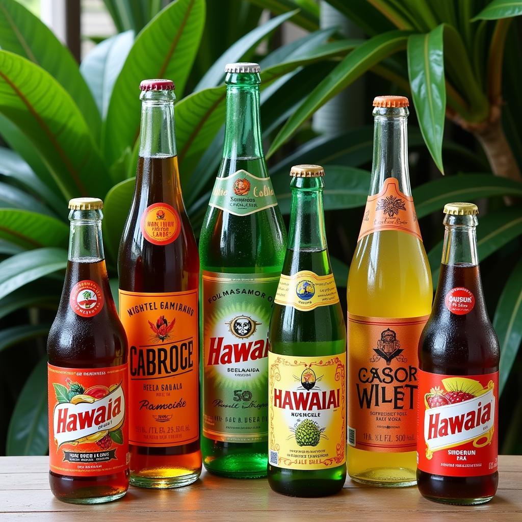 Colorful Hawaiian Soda Bottles Display