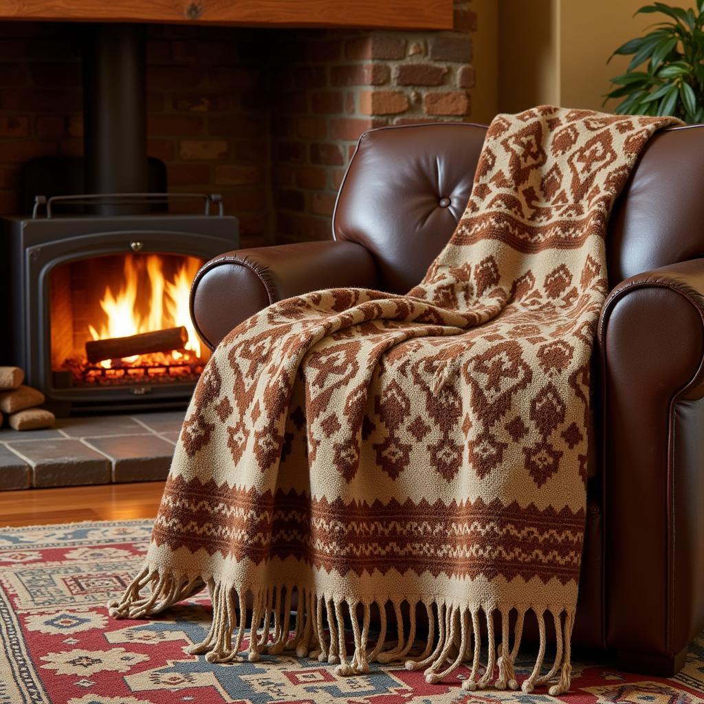 Cozy Hawaiian Wool Blanket in a Living Room Setting