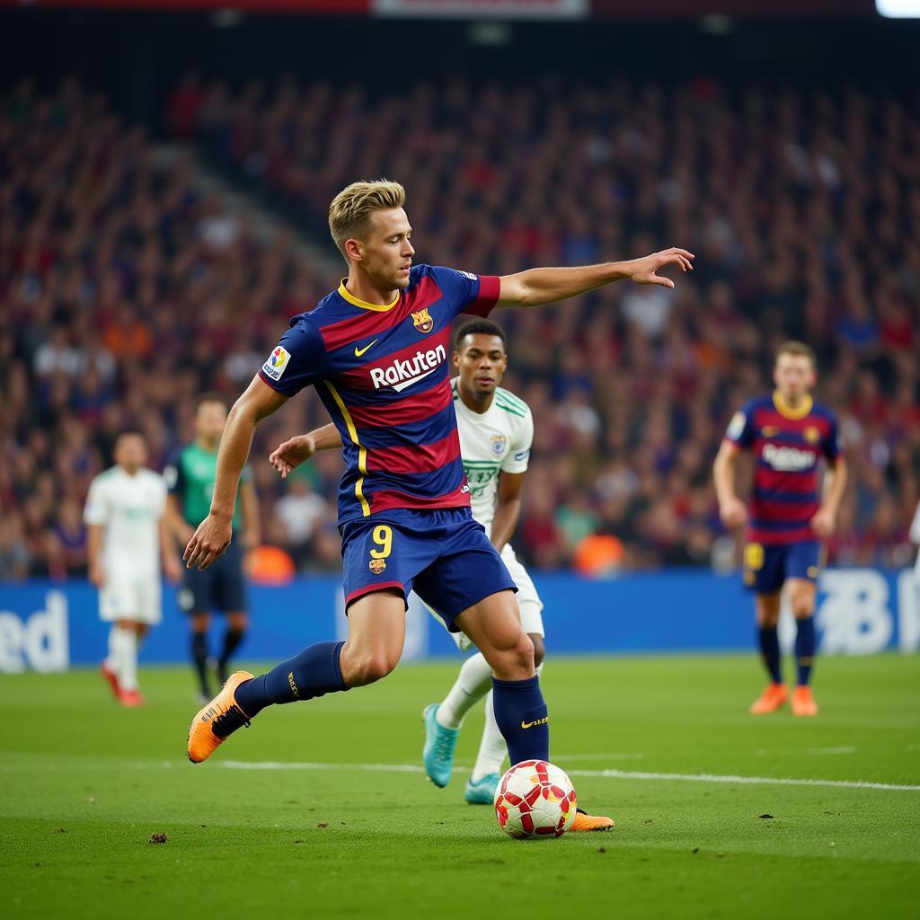 Frenkie de Jong demonstrating a perfect hay pitch pass