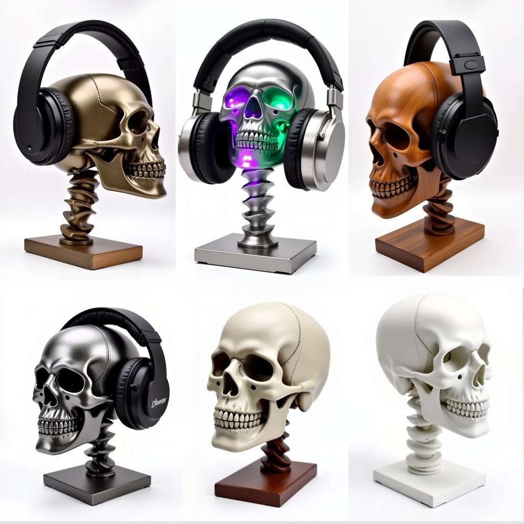 Different styles of headphone skull stands