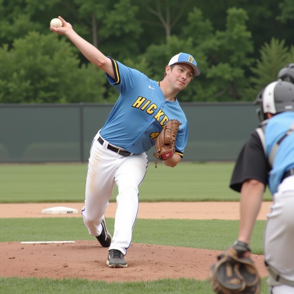 Hickory Hawks Star Pitcher on the Mound