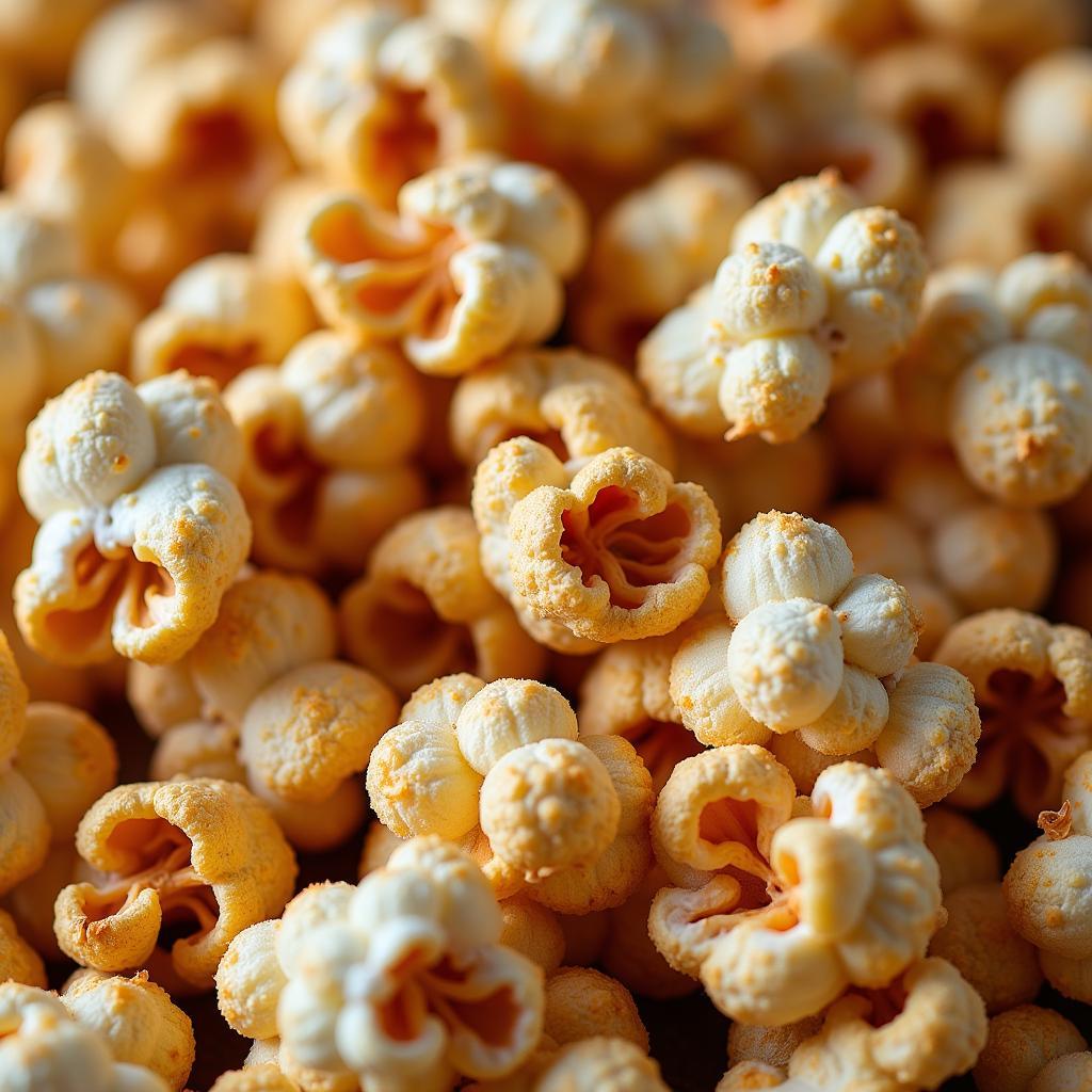 Close-up of hickory smoked popcorn kernels