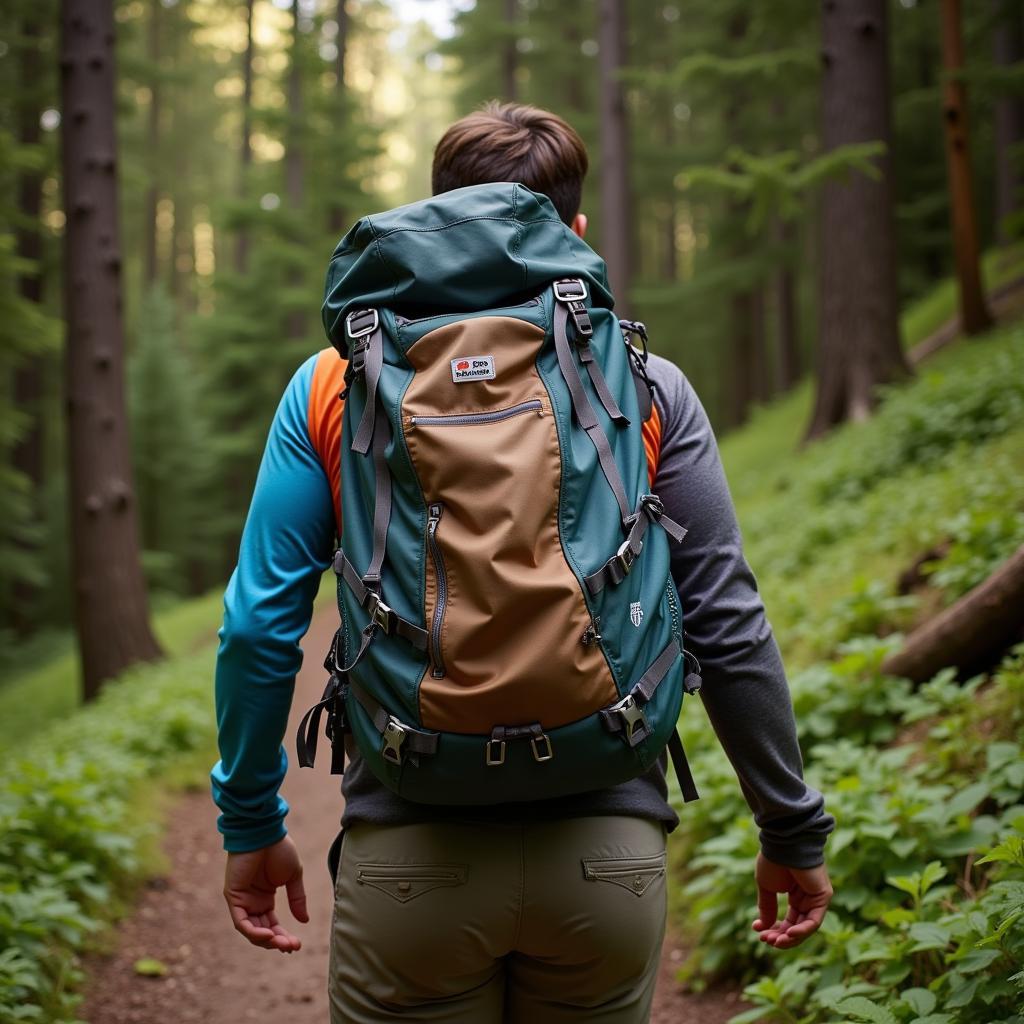 Hiker Wearing a National Park Long Sleeve T-Shirt on a Trail