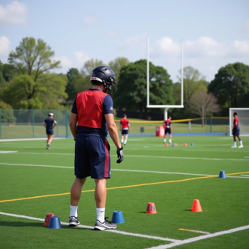 Footballer practicing Hoffman 40 drill