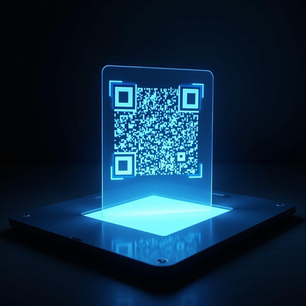 Holographic QR code projected in mid-air