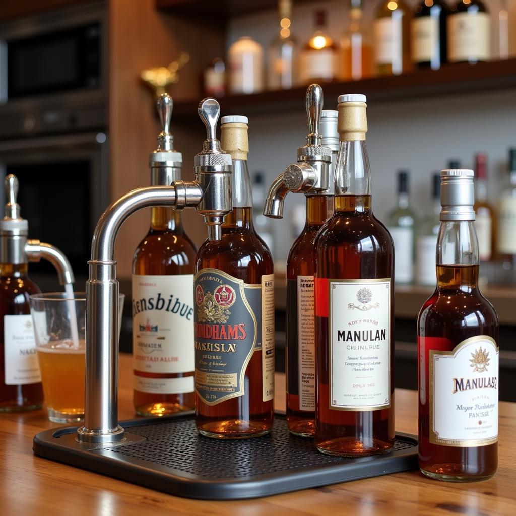 Home Bar Setup with Liquor Dispenser Pump