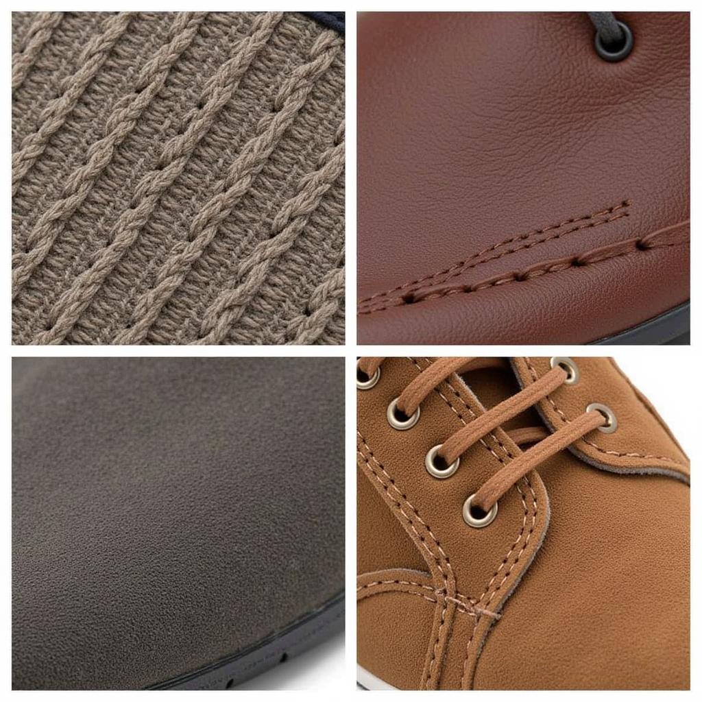 Close up of different Homer sneakers materials - canvas, leather, suede