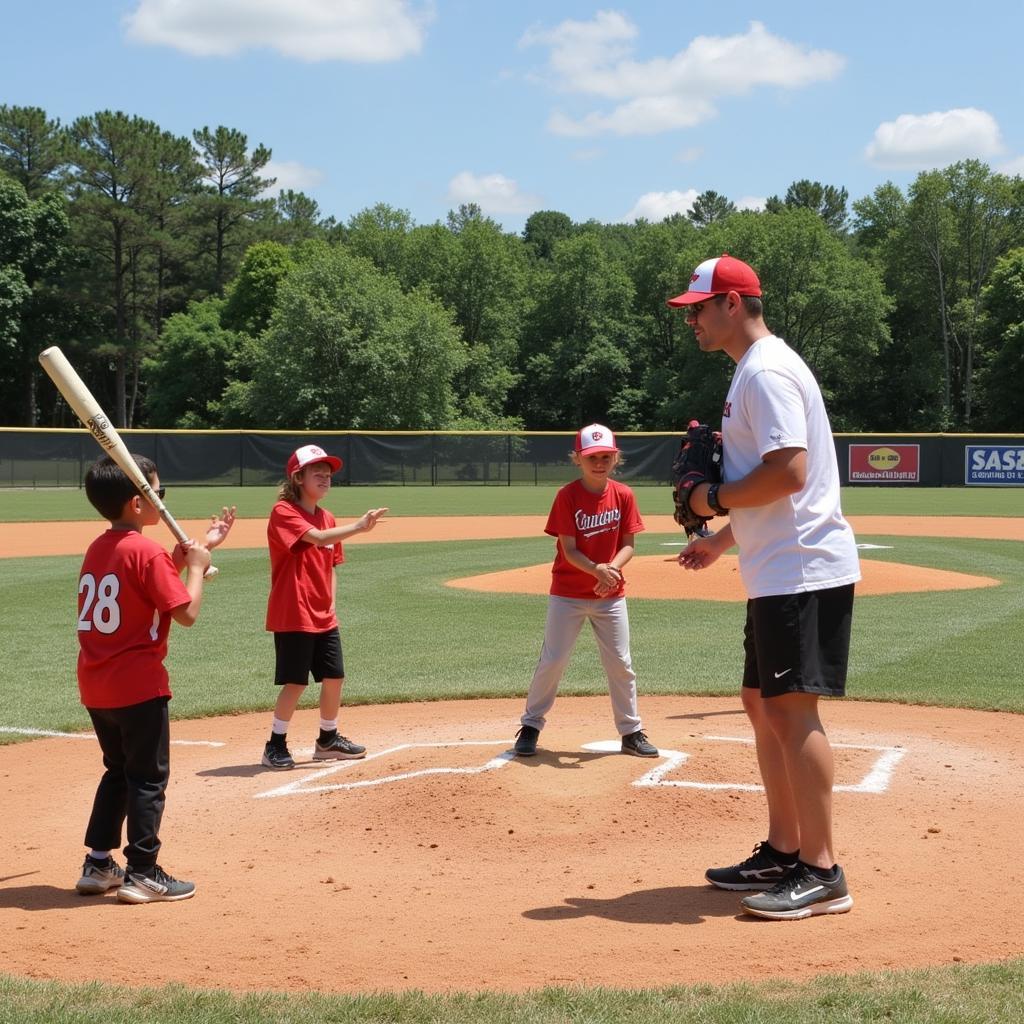 Hondo Little League players practicing baseball skills