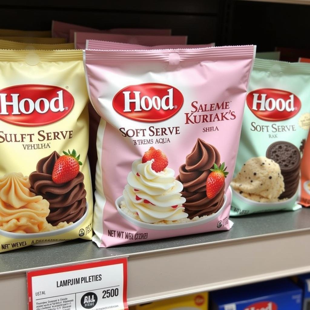 Different flavors of Hood soft serve ice cream mix