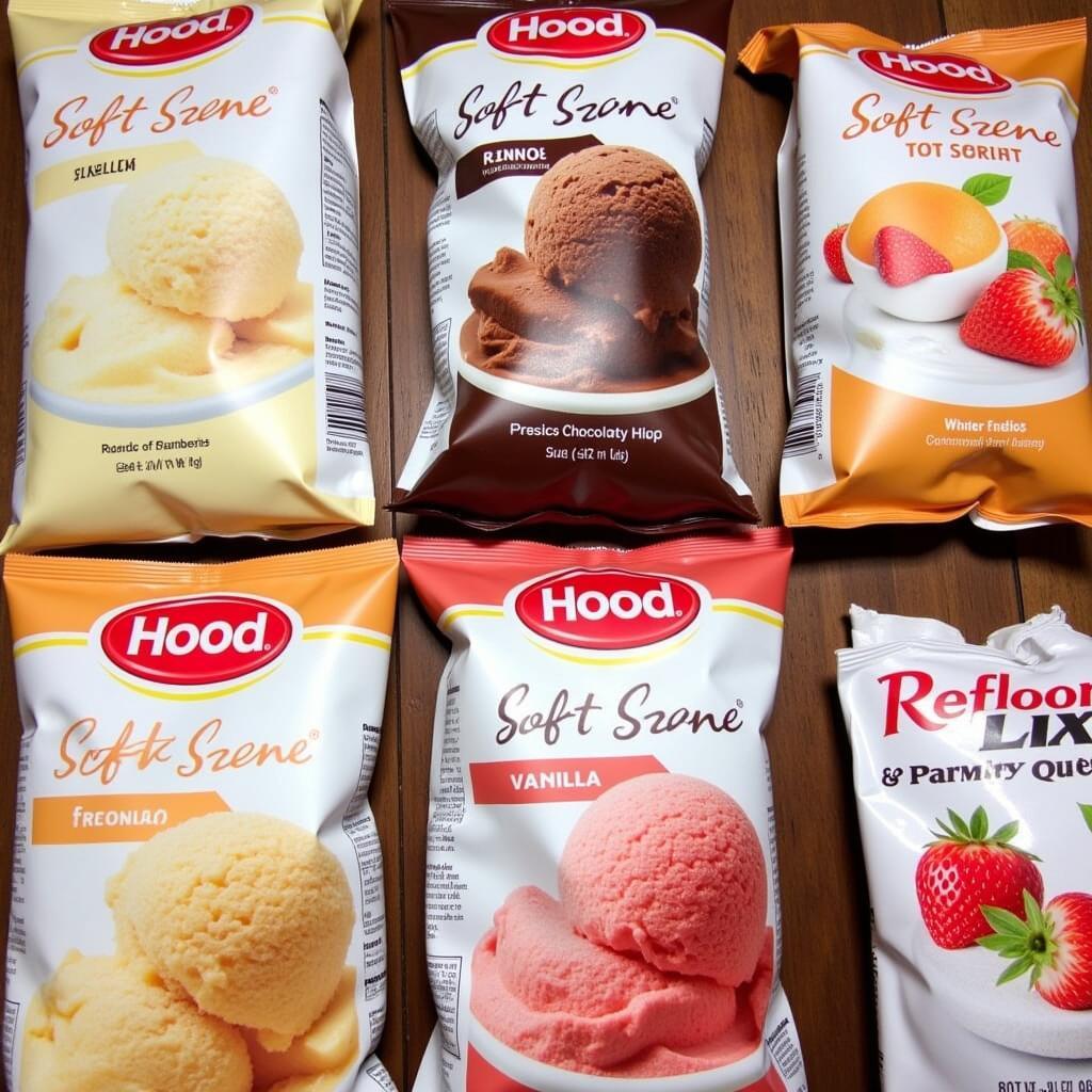 Hood soft serve mix in different flavors