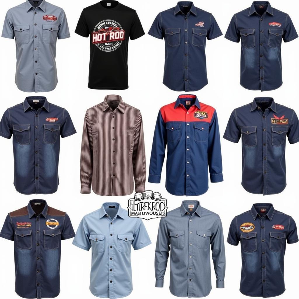 Different styles of hot rod work shirts