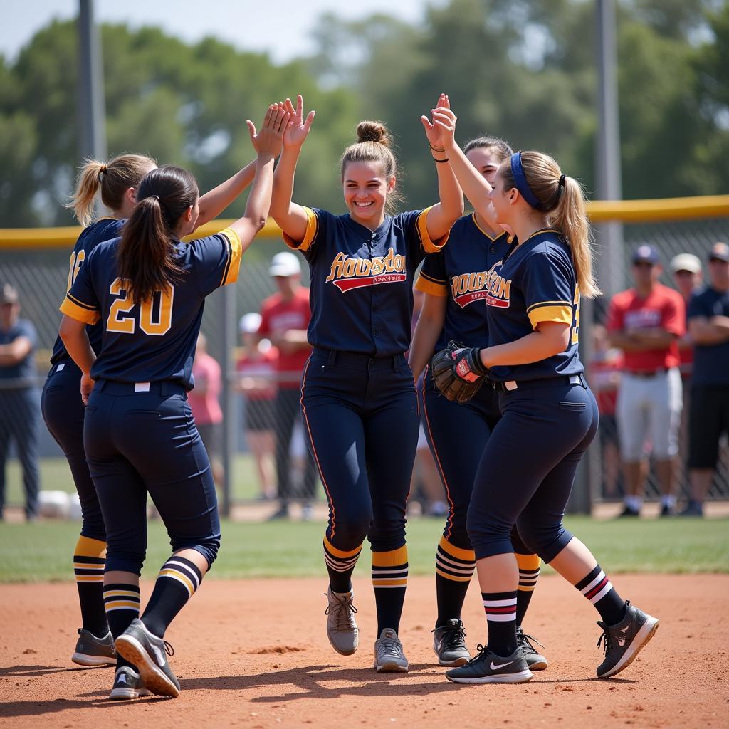 Houston Softball League Team Celebrating a Victory