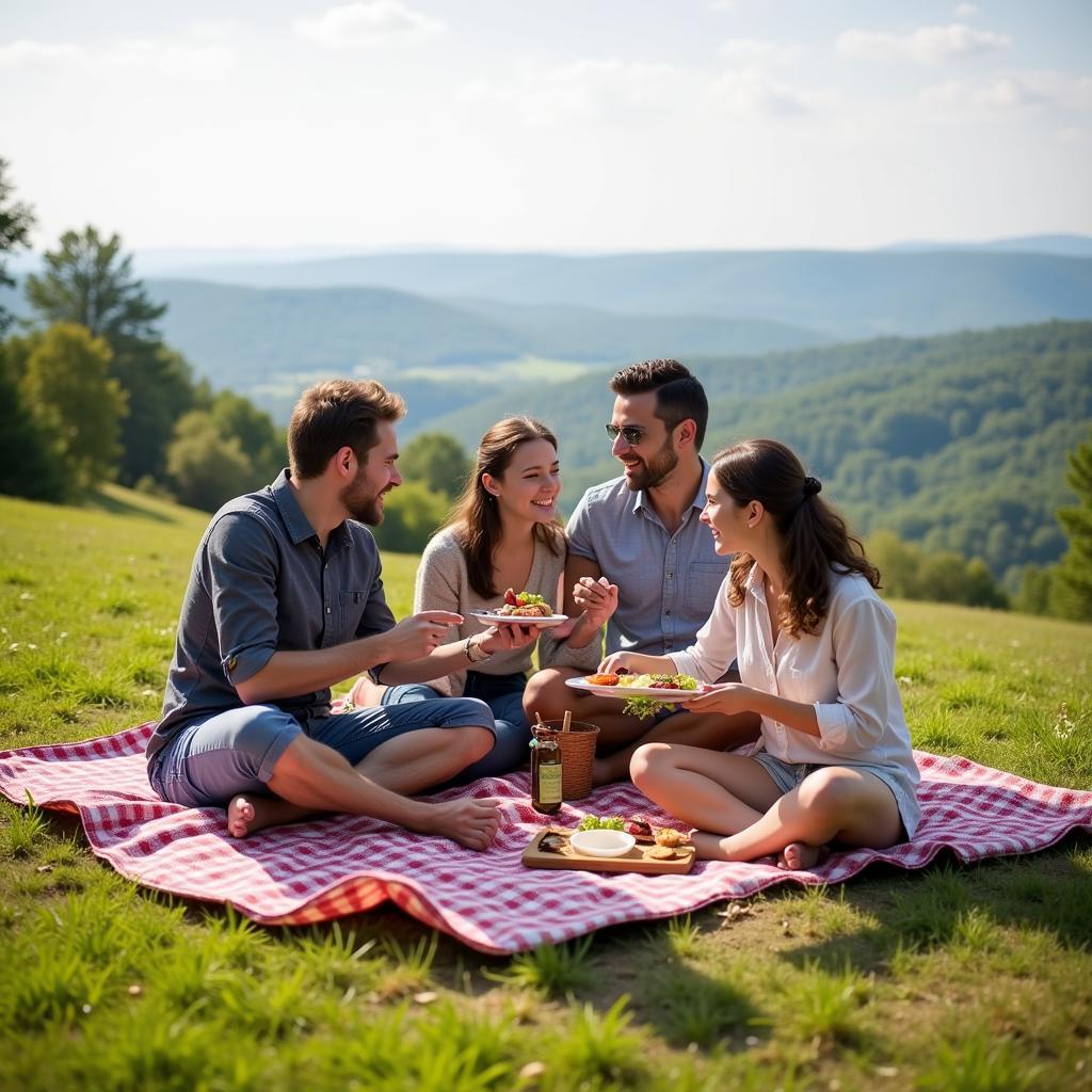 Family enjoying a picnic in Hudson Valley