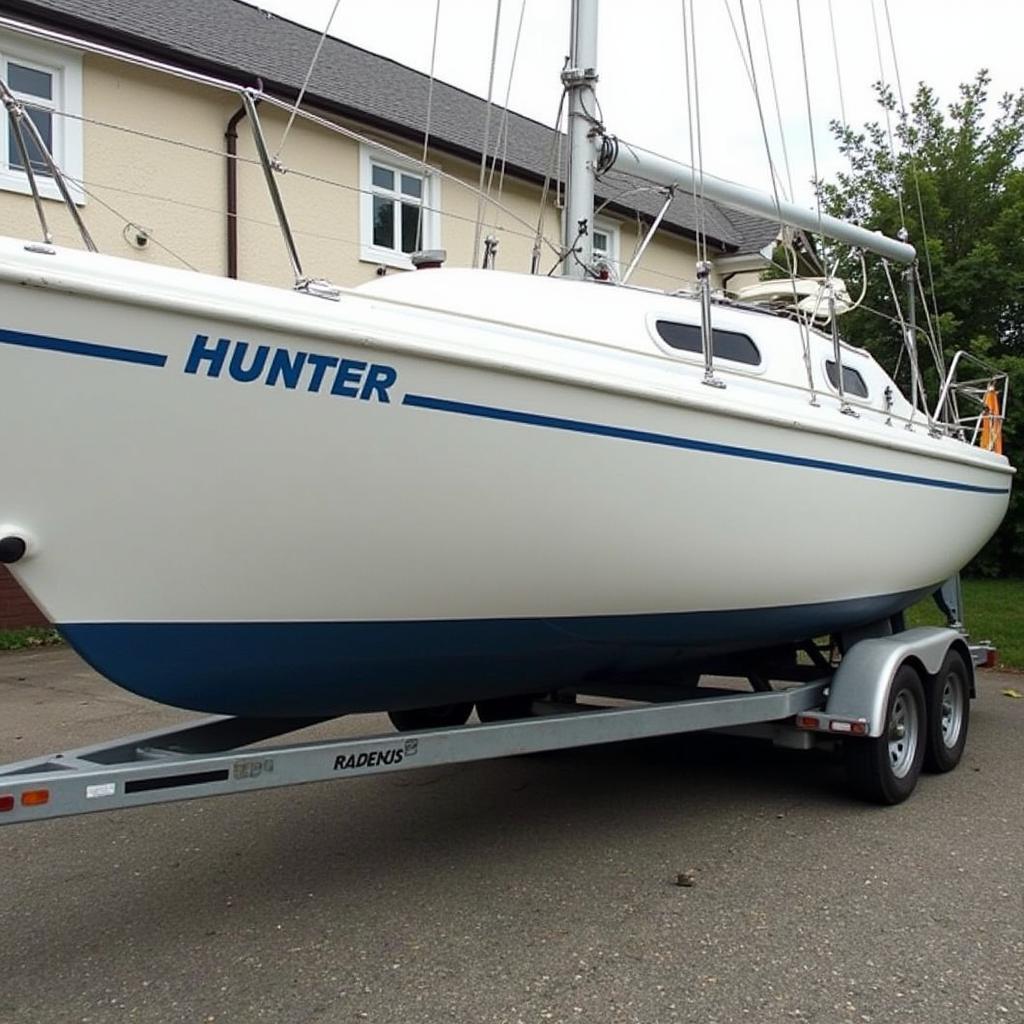 Hunter 216 sailboat on trailer