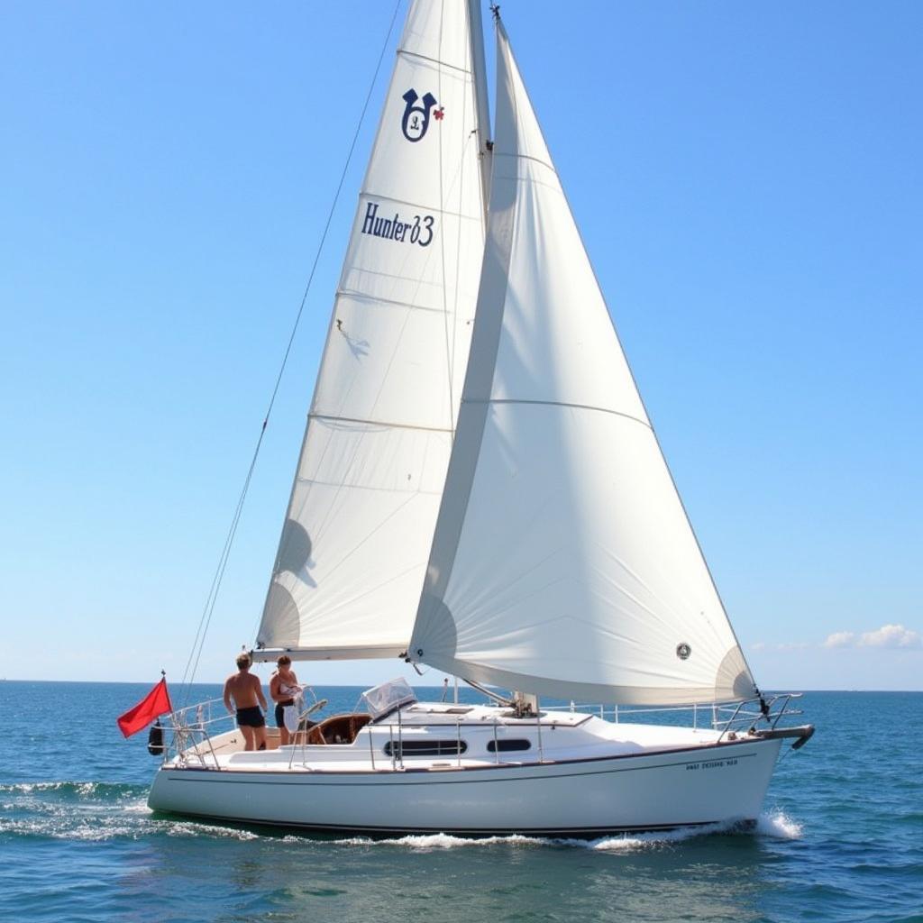 Hunter 31 sailboat gracefully cruising on calm waters