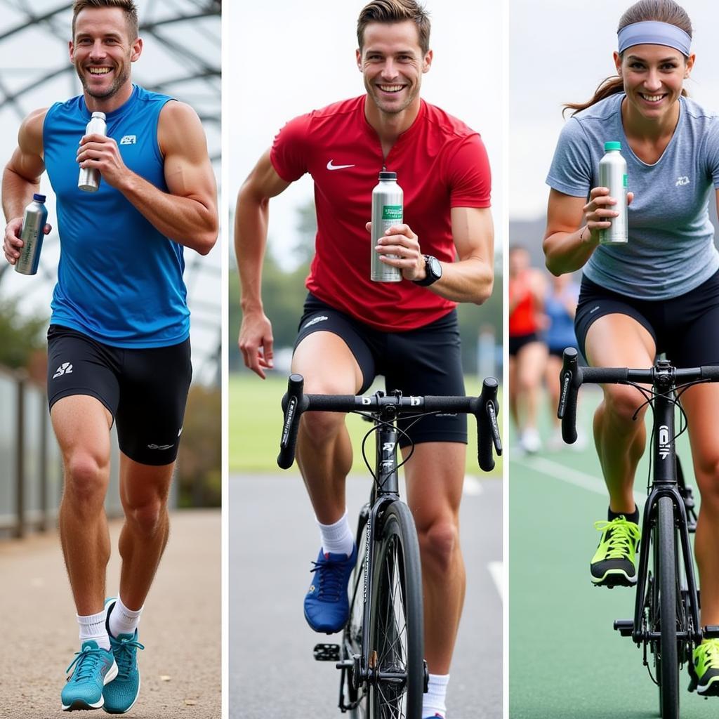 Athletes staying hydrated with guardian water bottle holders during training.