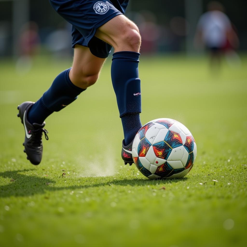 Footballer taking a free kick that results in a hydro bat