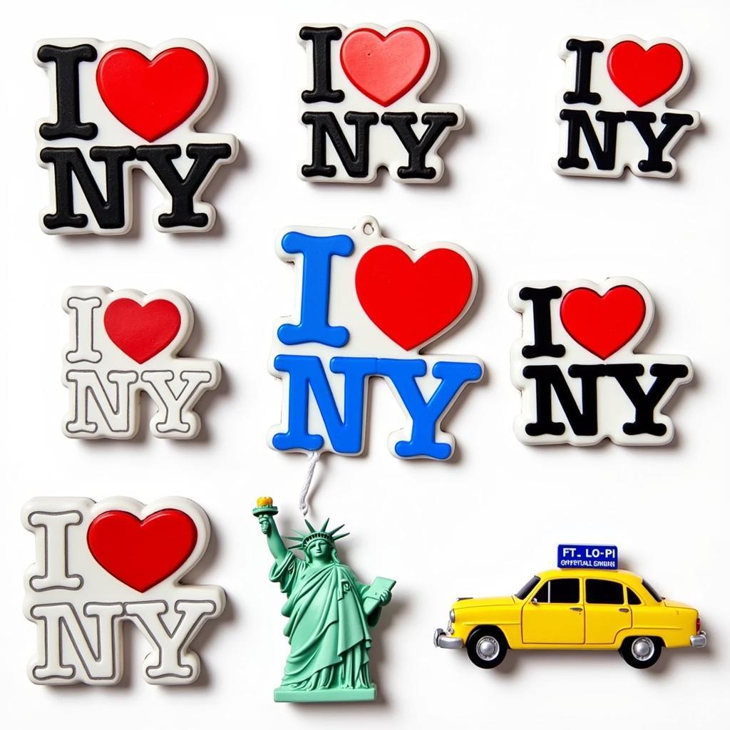 A vibrant collection of "I Love NY" magnets