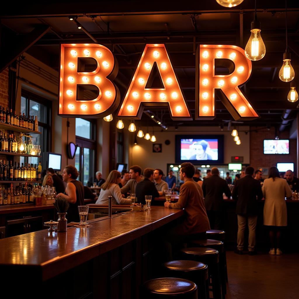 Industrial Metal Marquee Letters as a Bar Sign