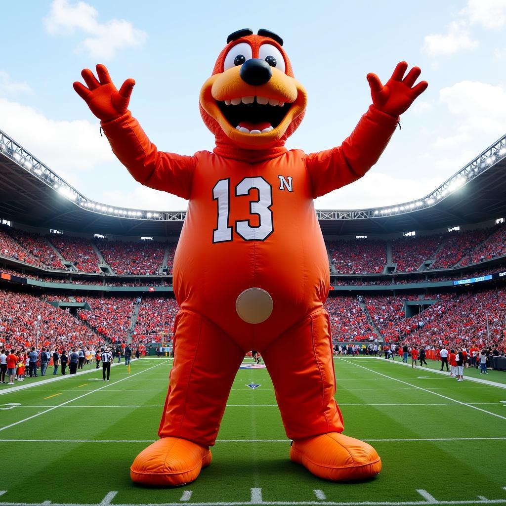 Giant Inflatable Big Al Mascot on a Football Field