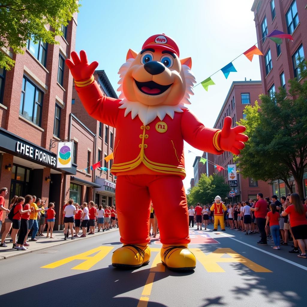 Inflatable Big Al Mascot Leading a Parade 