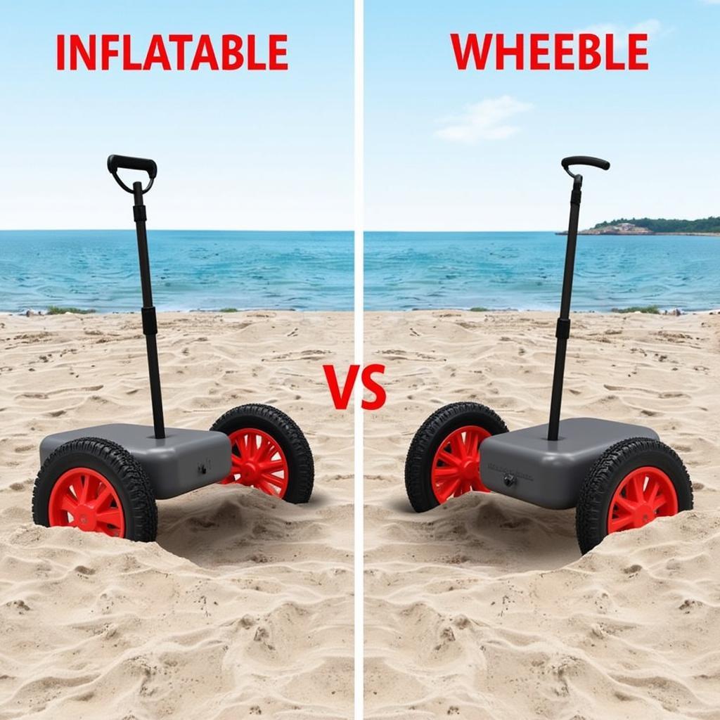 Comparison of inflatable wheels and hard wheels on beach sand