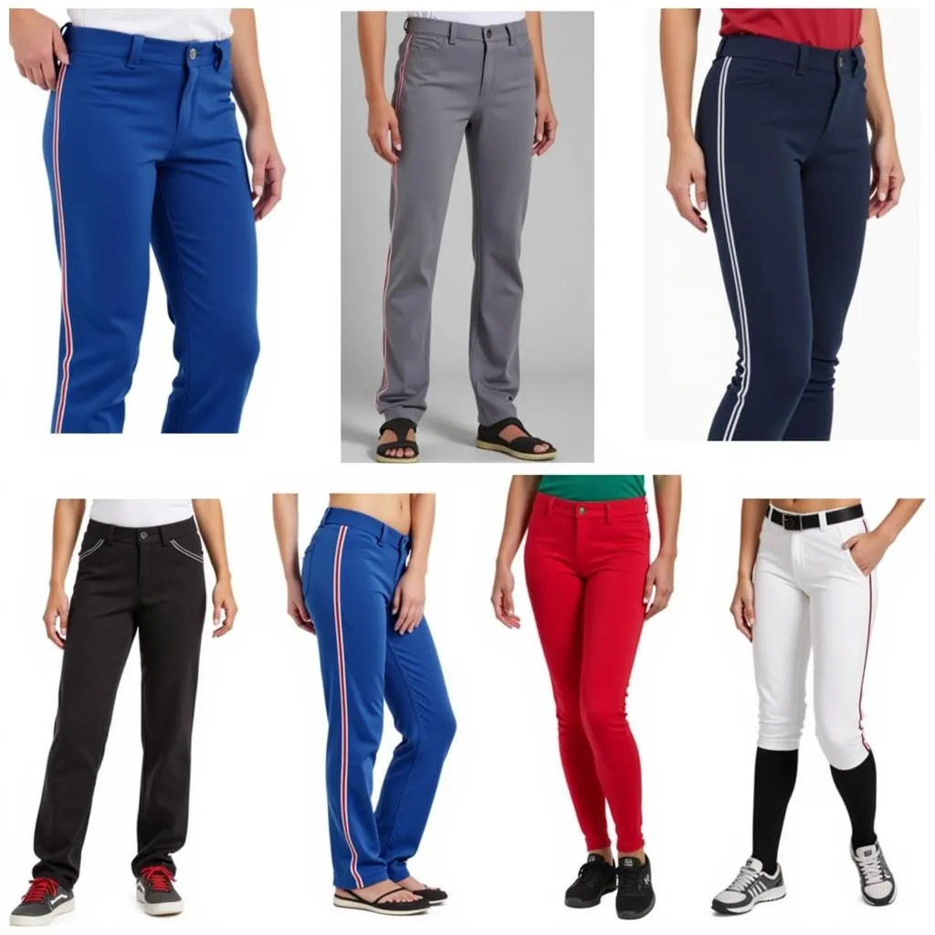 Different styles and colors of Intensity youth softball pants