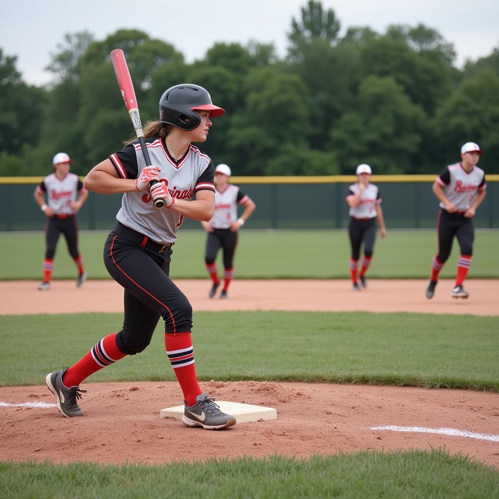 Softball Players in Tiebreaker Position