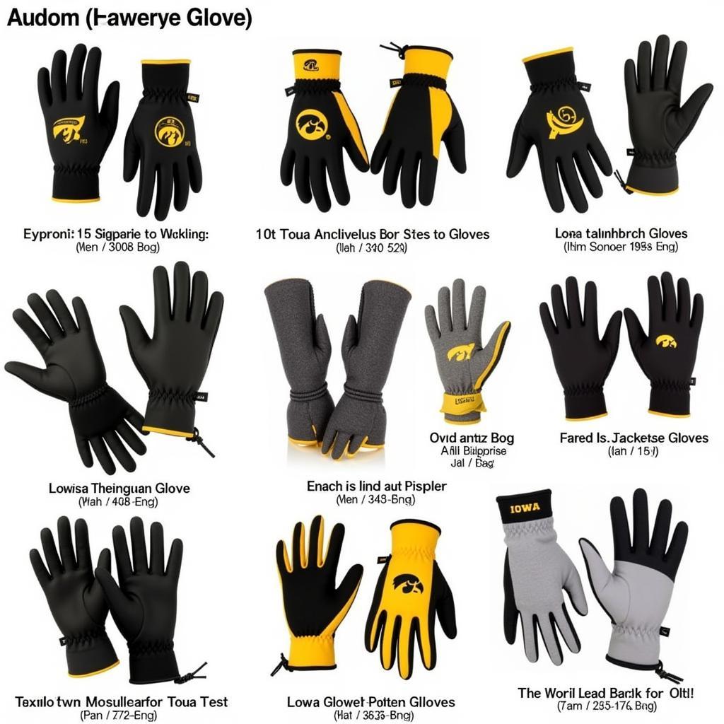 Various styles of Iowa Hawkeye gloves.