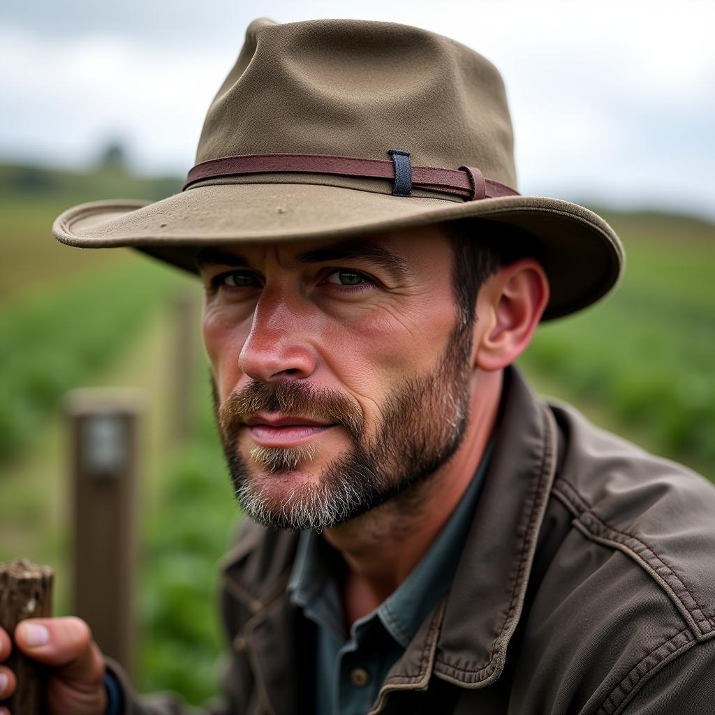 Irish farmer wearing a trucker hat