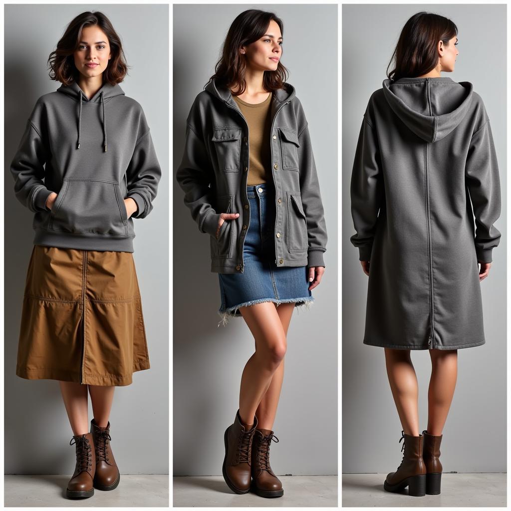 Woman pairing an ironworkers hoodie with a skirt