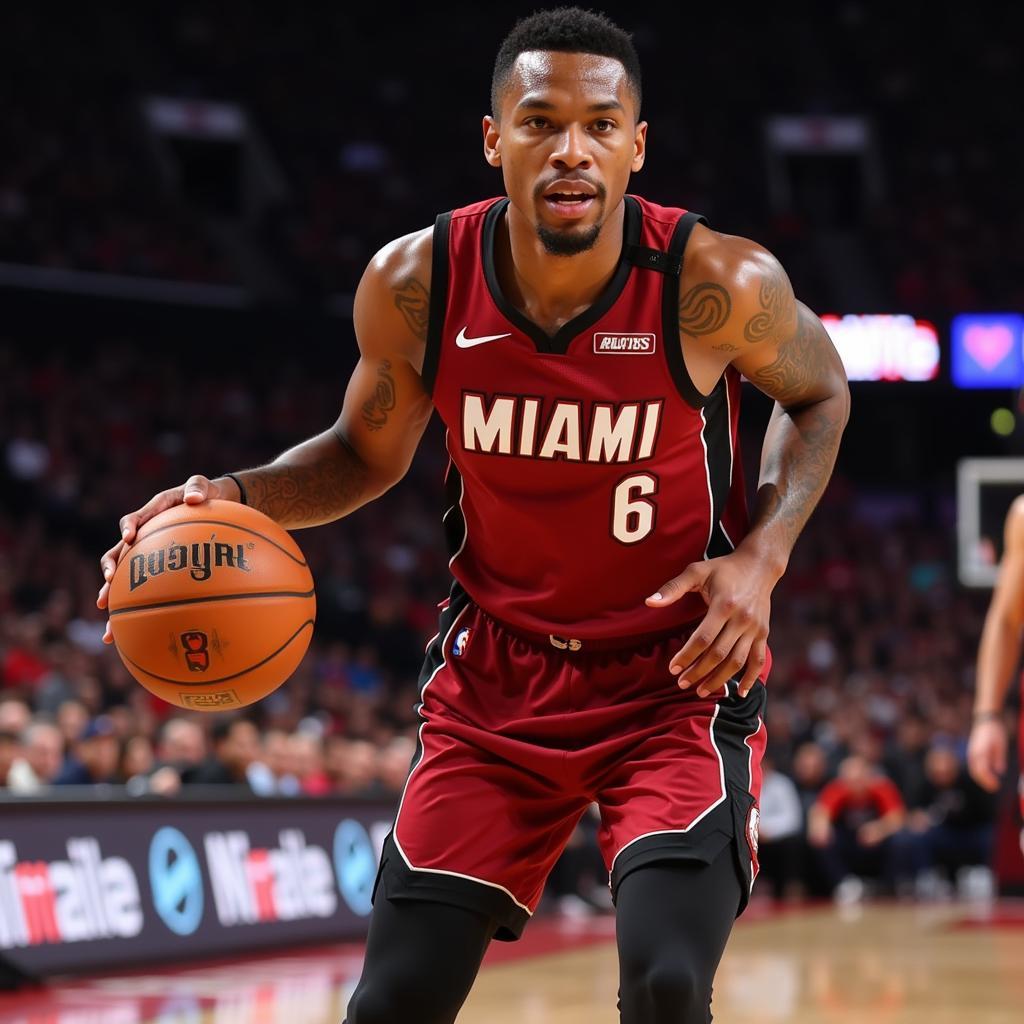 Isaiah Wong in action wearing his Miami Heat jersey