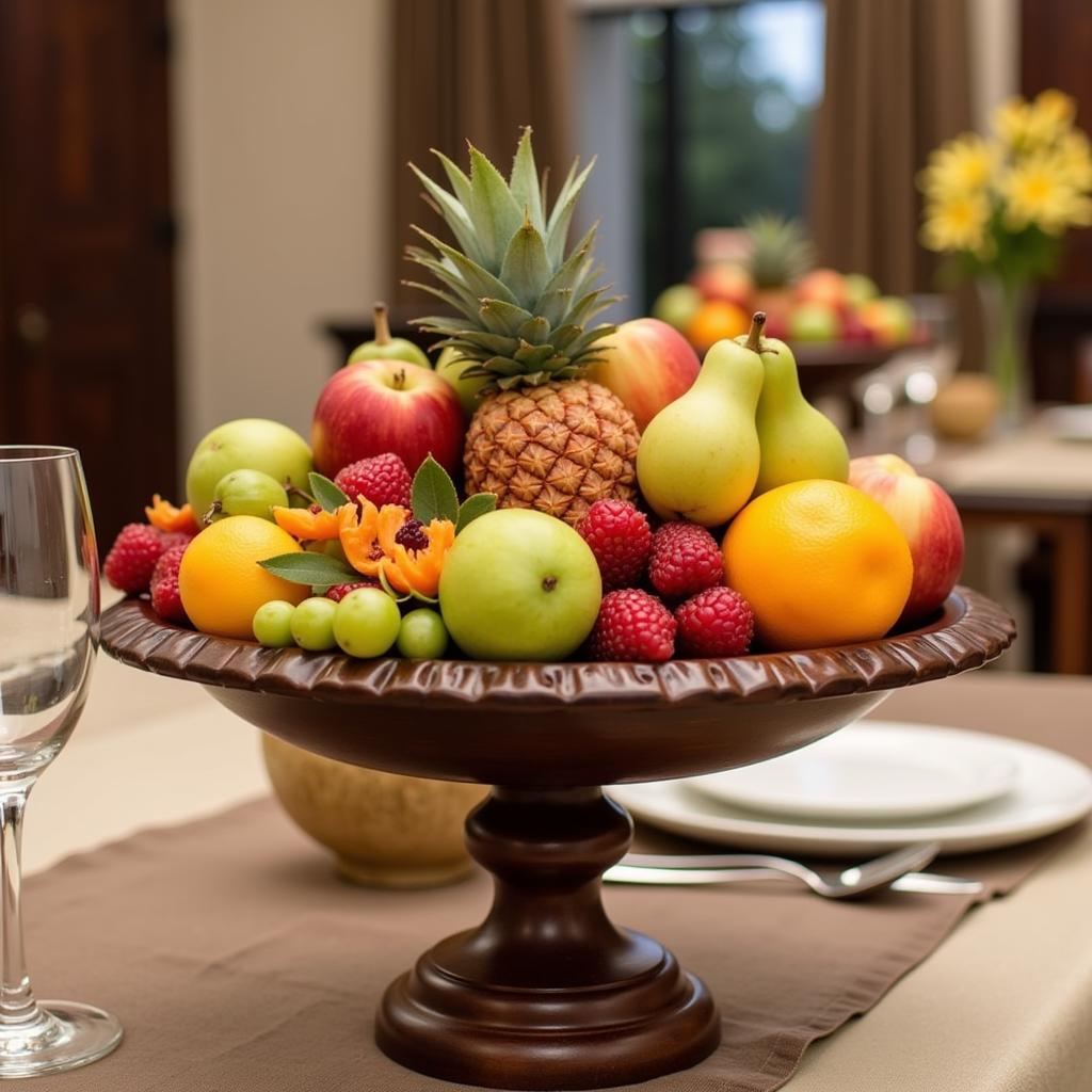 Elegant Italian Glass Fruit Bowl as Centerpiece