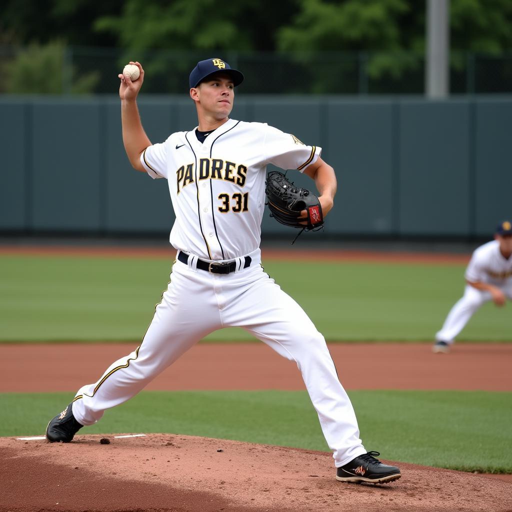 Jake Peavy pitching for the San Diego Padres