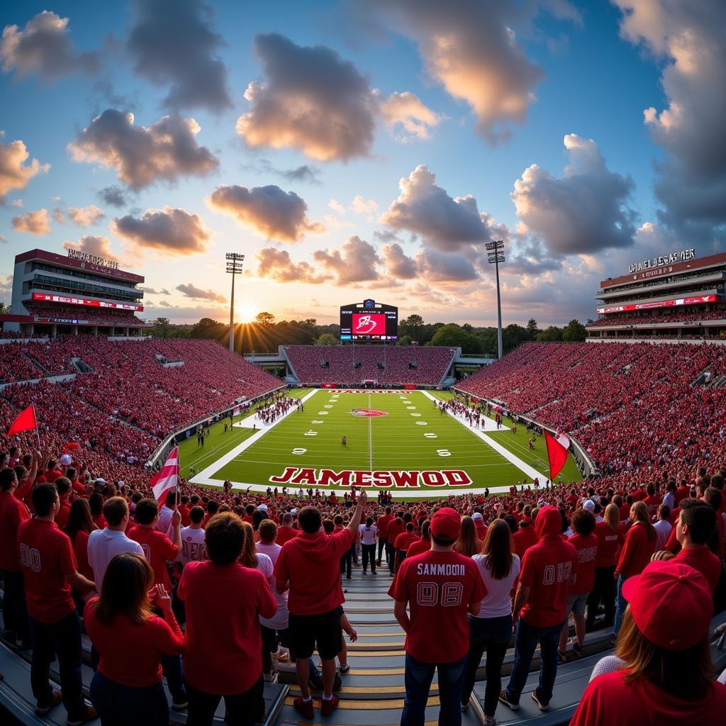 James Wood football stadium packed with enthusiastic fans