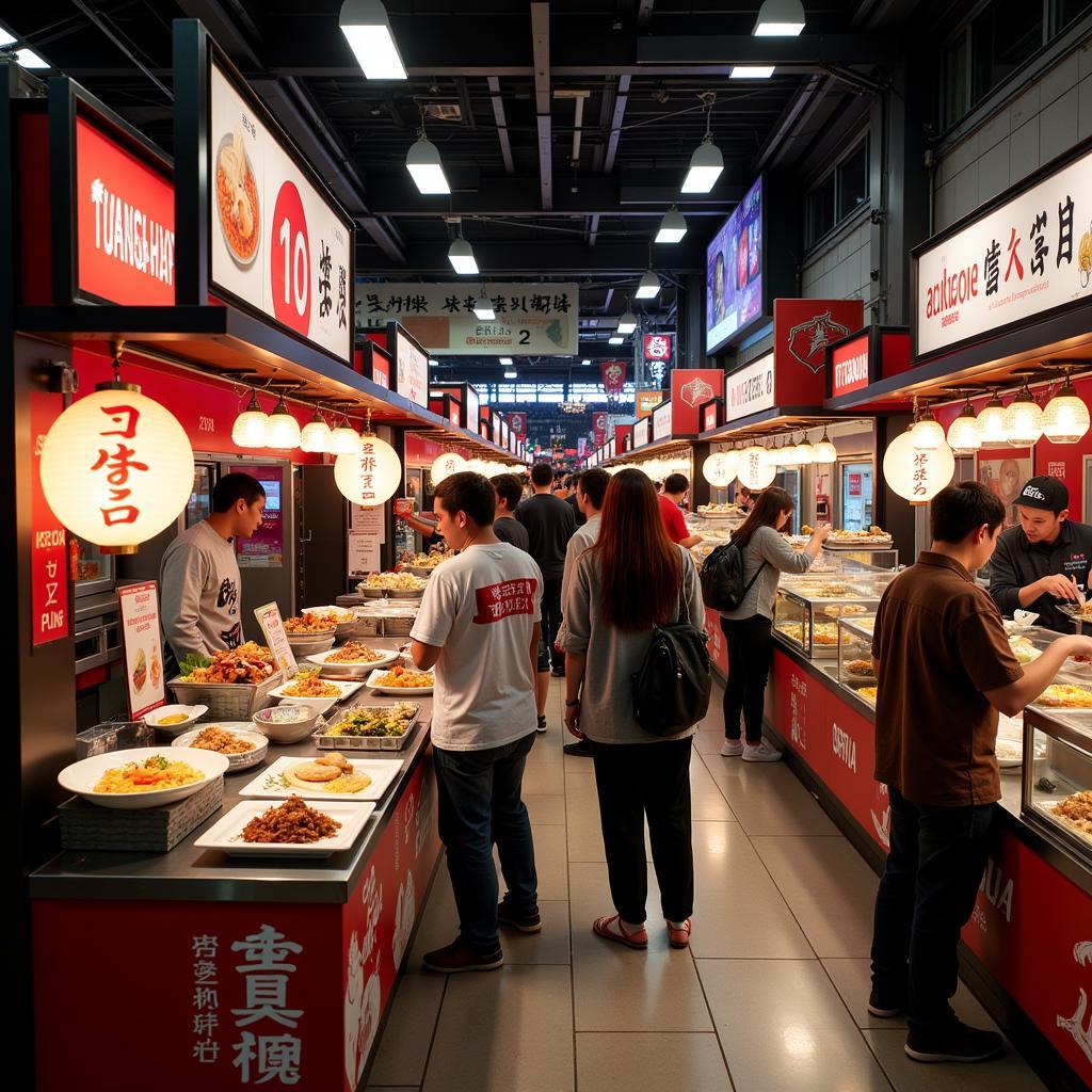 Food stalls offering Japanese cuisine at LA Kings Japanese Heritage Night