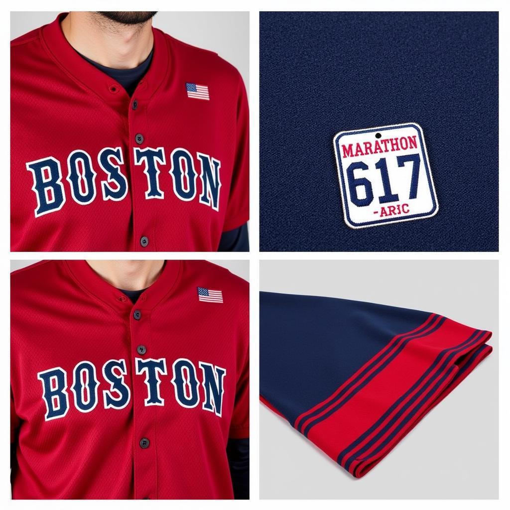 Close-up of the Boston Red Sox City Connect jersey, highlighting the unique design elements.