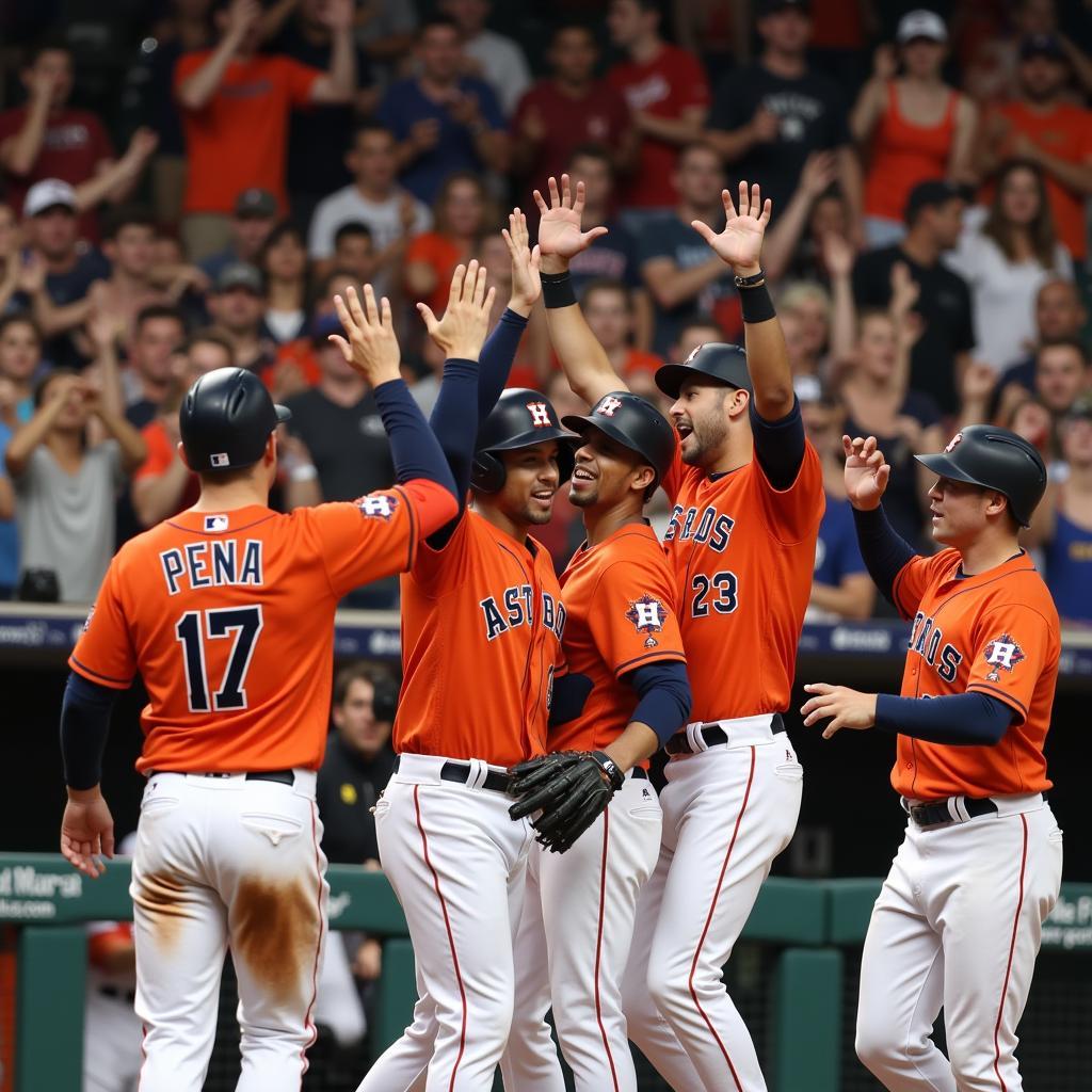 Jeremy Peña Celebrating with Teammates