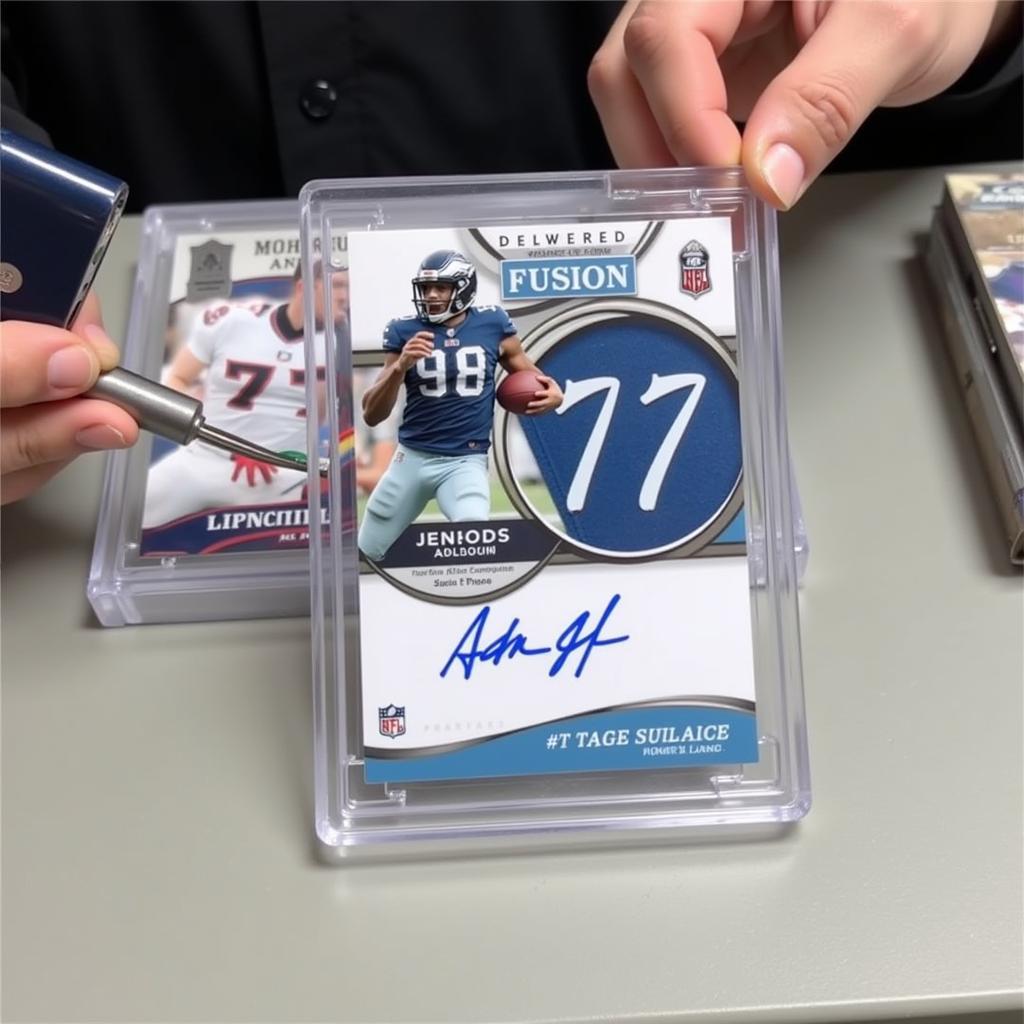 Image of a jersey fusion card being professionally graded