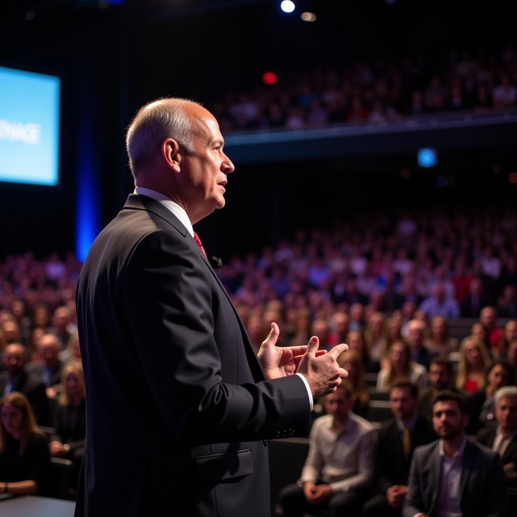 Jim McDonough addressing a business conference