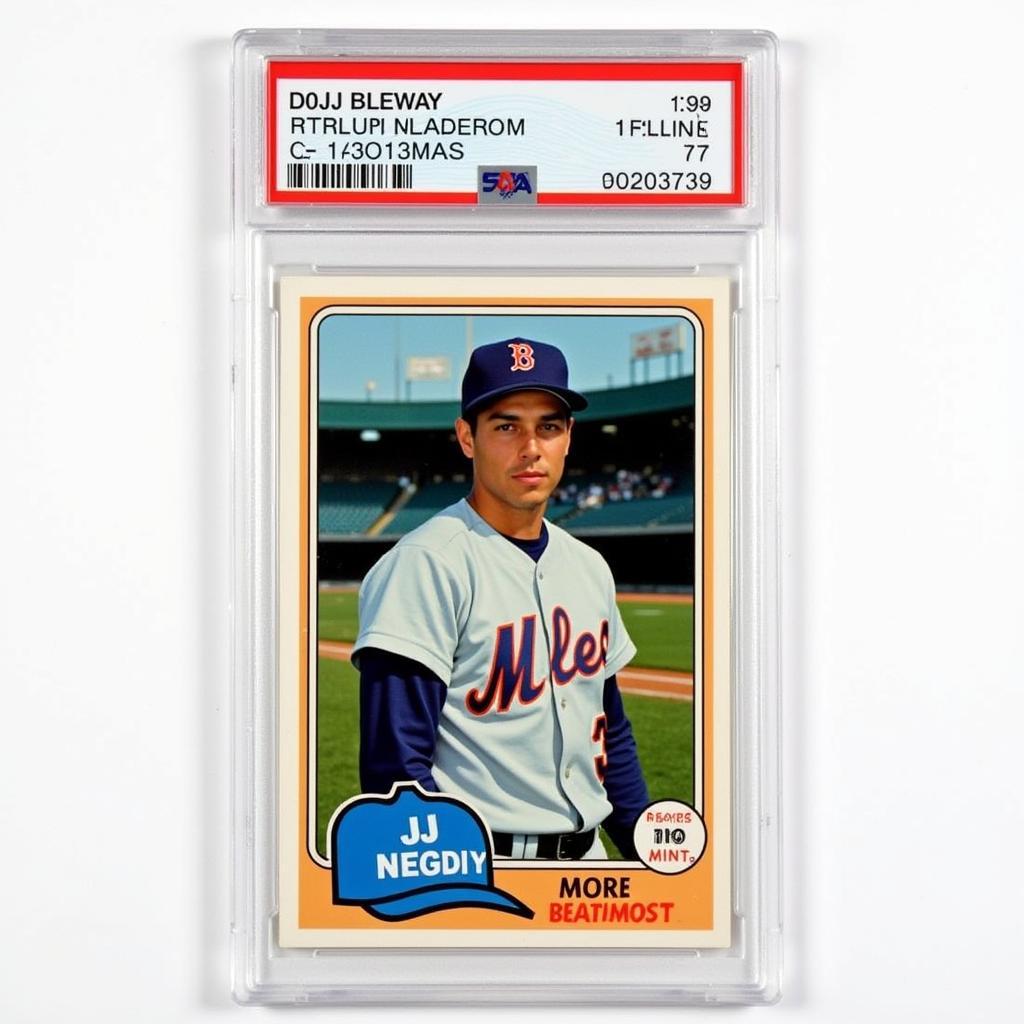 A close-up of a JJ Bleday rookie card graded PSA 10 Gem Mint.