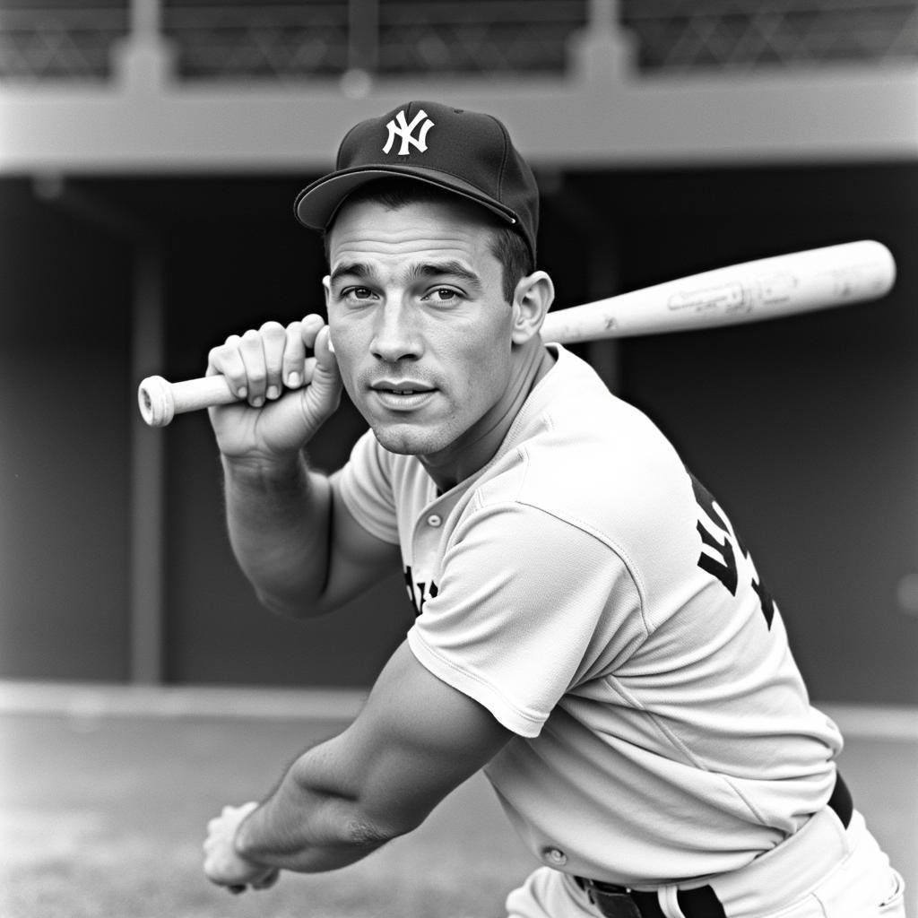 Joe DiMaggio in his iconic pinstripes