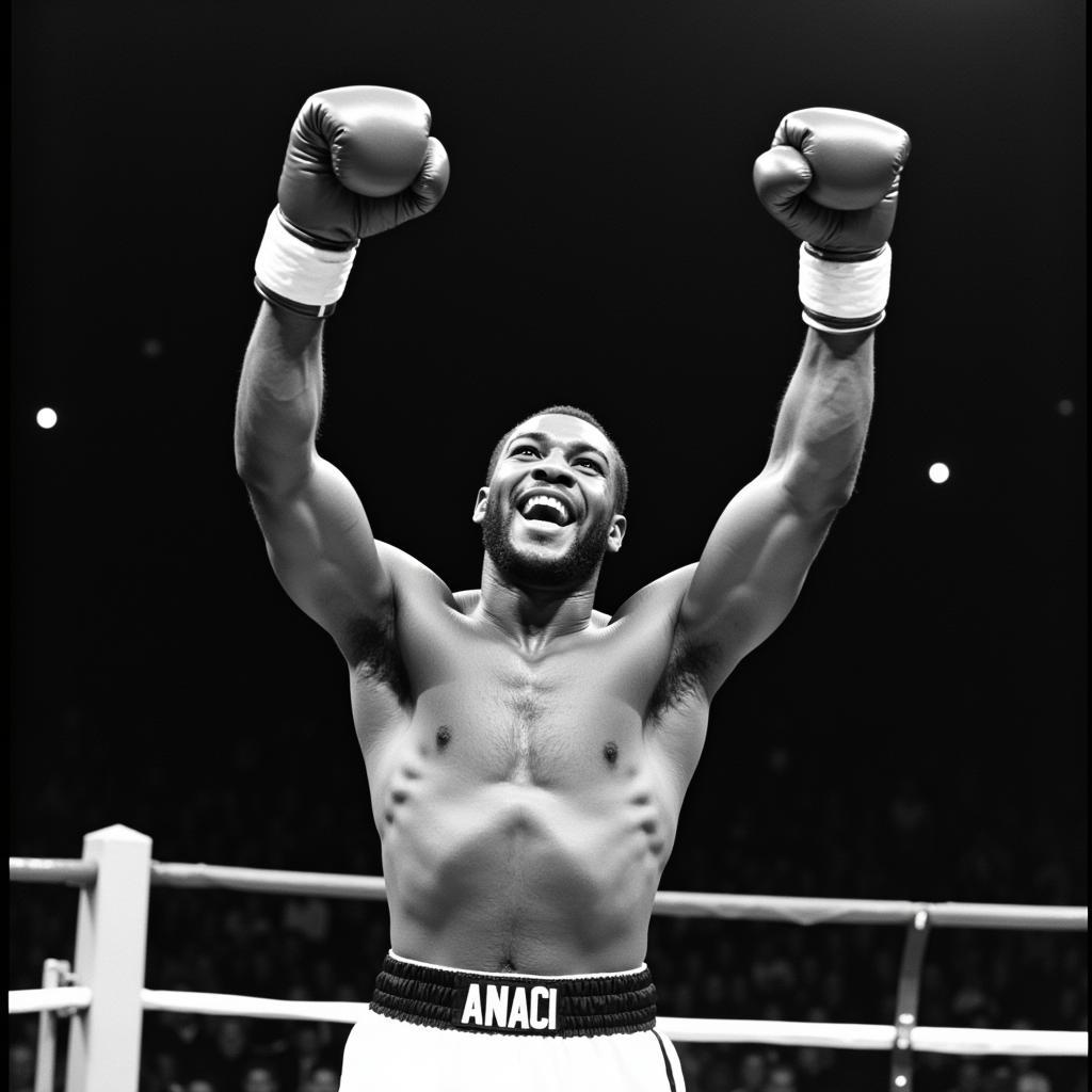 Joe Frazier Celebrating a Boxing Victory