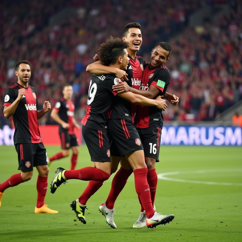 Joe Galindo celebrating a goal with his team