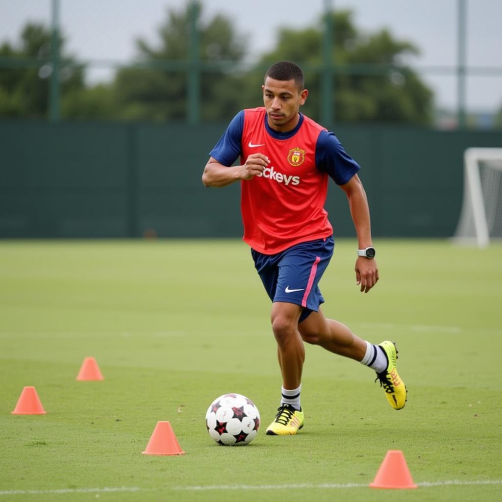 Joe Galindo practicing soccer drills