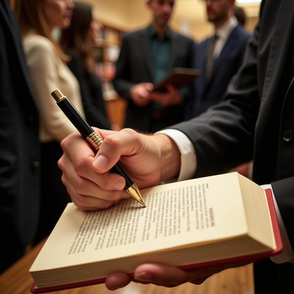 John Grisham signing books at a book event