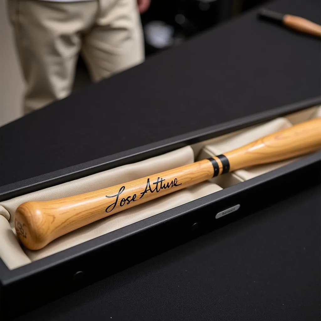 Jose Altuve Autographed Bat in Display Case