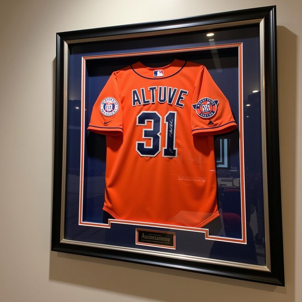 Jose Altuve Signed Astros Jersey in Display Case