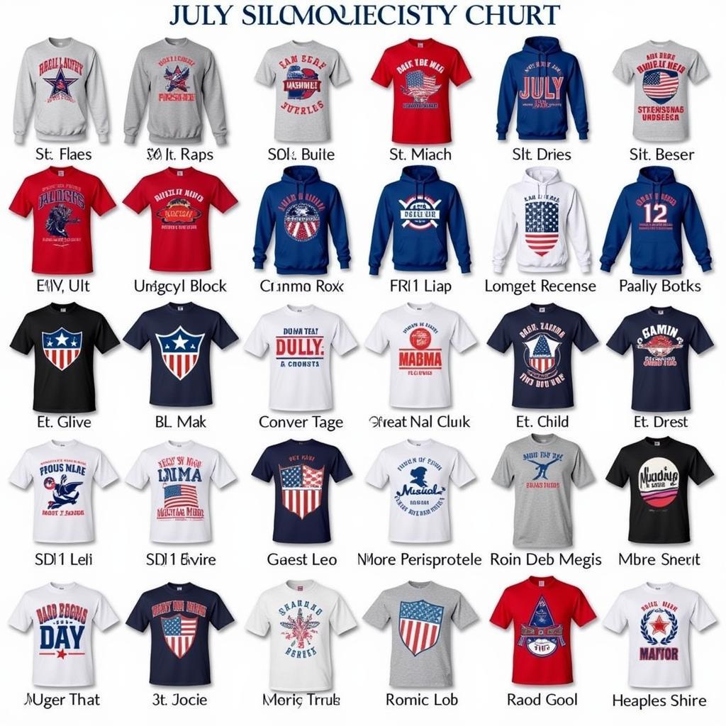 Variety of July shirts