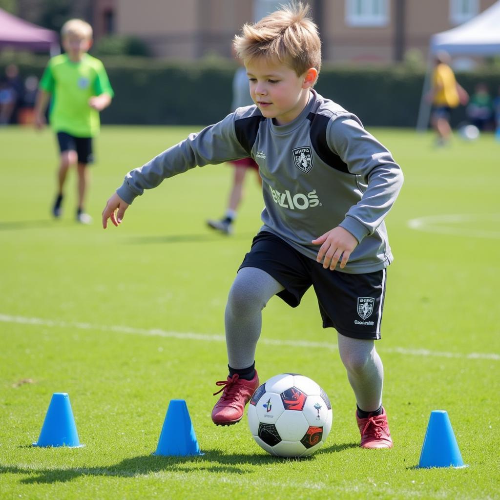 Junior player practicing ball control drills for Junior Bay Week